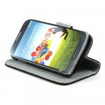 Wholesale Samsung Galaxy S4 Anti-Slip Flip Leather Wallet Case with Stand (Black-Gray)